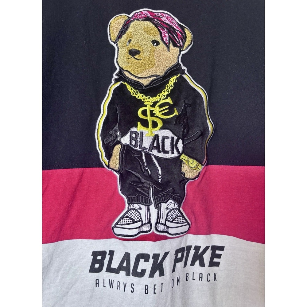 Black Pike Always Bet Embroidered Short Sleeves Size L